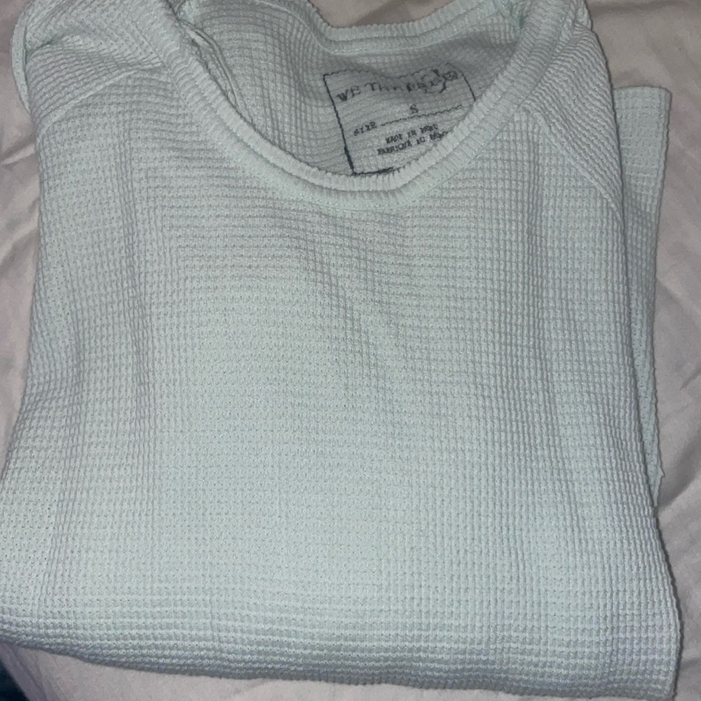 Free People light green waffle flowy shirt